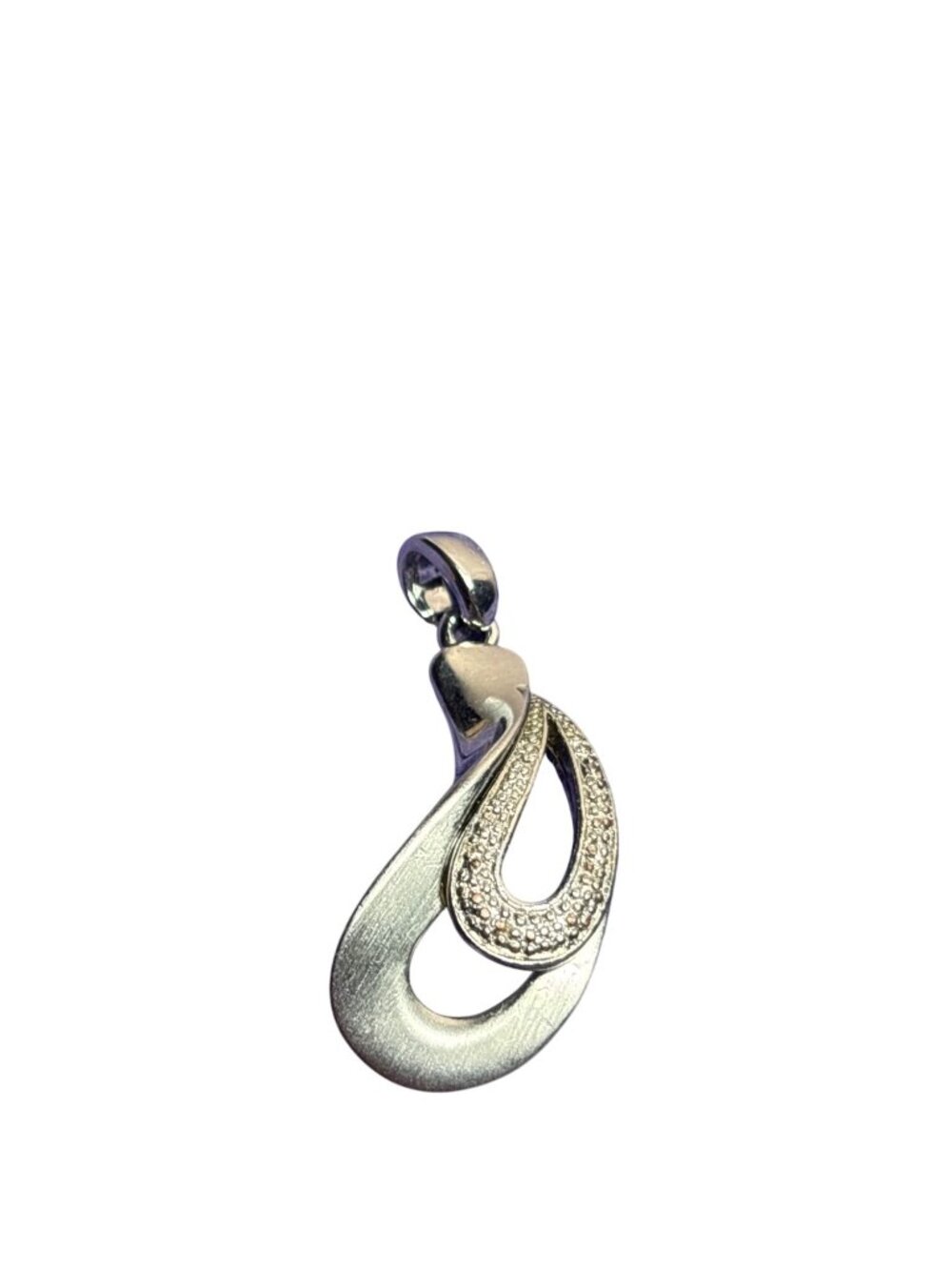 Silvertone Teardrop Textured Pendant 1.5 Inch